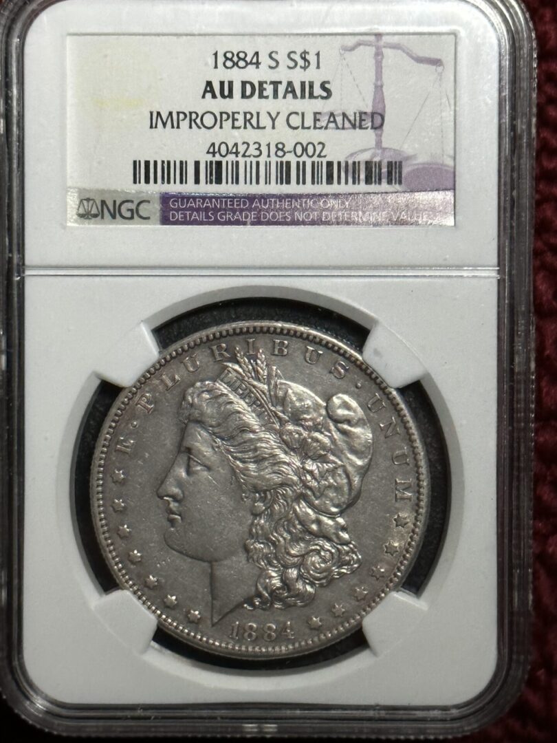 1884-S Morgan Dollar NGC About Uncirculated details | Old Virginia Coins