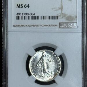 1916 French Franc coin graded MS64.