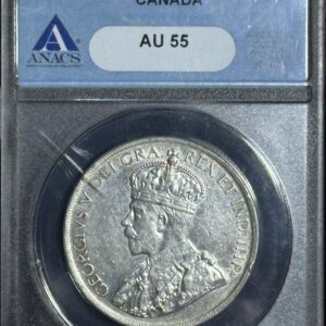 1936 Canadian dollar coin graded AU 55.