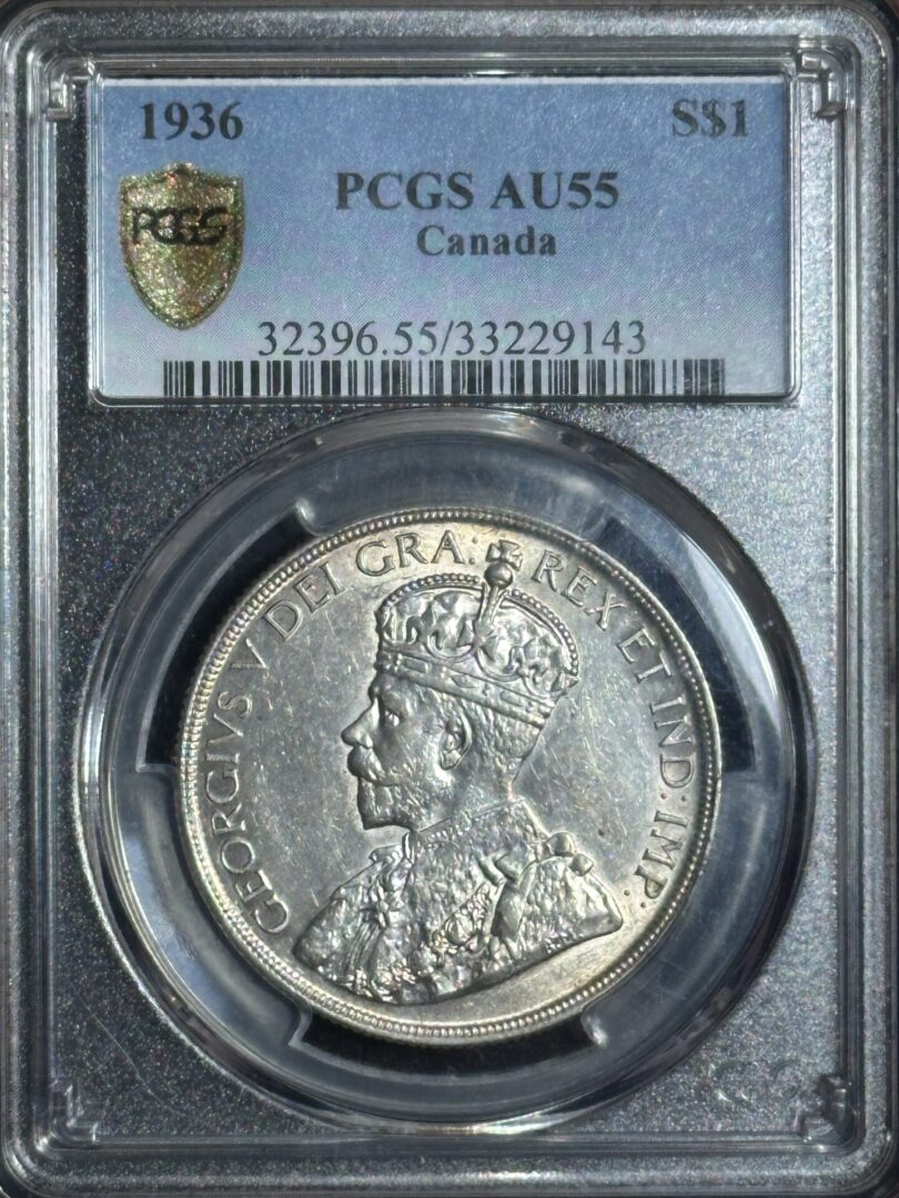 1936 Canadian Silver Dollar, AU55 PCGS