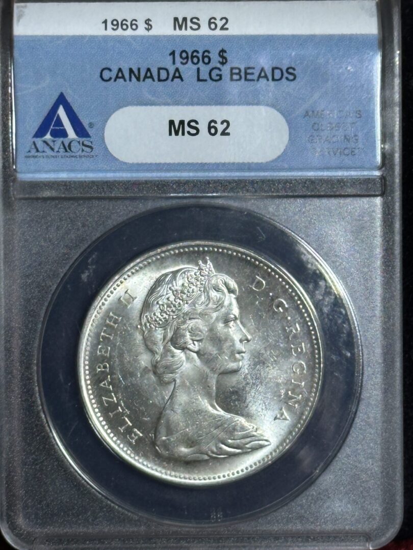 1966 Canadian silver dollar, MS 62 grade.