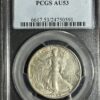 1942-S Walker Half Dollar PCGS AU53 coin enclosed in a labeled protective case.