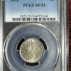 A 1892 Liberty Nickel PCGS AU53 coin encased in a clear protective holder with a label displaying grading details.