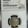 A 1908 Liberty Nickel NGC AU details coin graded as "au details cleaned" by ngc in a secured display case, featuring a woman's profile on the coin.