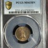 A 1902 Indian Head Cent PCGS MS63 BN in a pcgs ms63bn grading case, labeled with certification details.