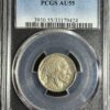 1916 Buffalo Nickel PCGS AU55 featuring a profile of a native american, encased in a secure holder with a certification label at the top.