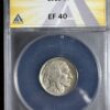 A 1918 Buffalo Nickel ANACS XF40 graded by anacs, encased in a protective holder with a label detailing the grading information.