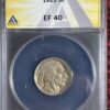 1923 Buffalo Nickel ANCS XF40 graded by ANACS, encased in a labeled protective holder against a red background.