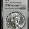 2016 American Silver Eagle NGC MS69 coin commemorating the 30th anniversary, encased and certified by ngc.