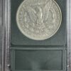 A close-up of an 1889-S Morgan Dollar XF45, featuring an eagle and the inscription "in god we trust," encased in a protective holder.
