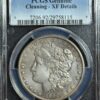 1891-cc morgan silver dollar in a pcgs holder labeled "genuine - cleaning - xf details," showing the coin's obverse with a liberty head design.