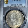 1899-o morgan silver dollar, graded ms62 by pcgs, encapsulated in a protective holder with certification label at the top.