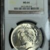 1922 silver dollar coin graded ms 64 by ngc, displayed in a protective case, showing the obverse side with liberty's profile.