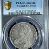 1829 half-dollar coin graded as "genuine cleaned-xf detail" by pcgs, encased in a clear secured holder with certification label.