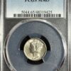 1943 Mercury Dime PCGS MS65 graded by pcgs, enclosed in a labeled protective case.