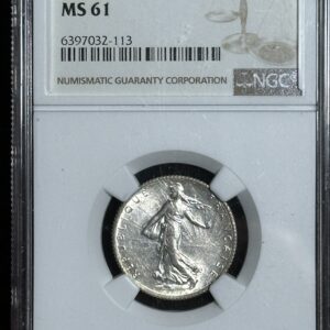 1917 French Franc silver coin, graded MS 61.