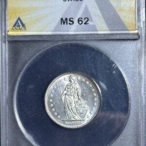 1961 Swiss 1 Franc coin, MS62 graded.