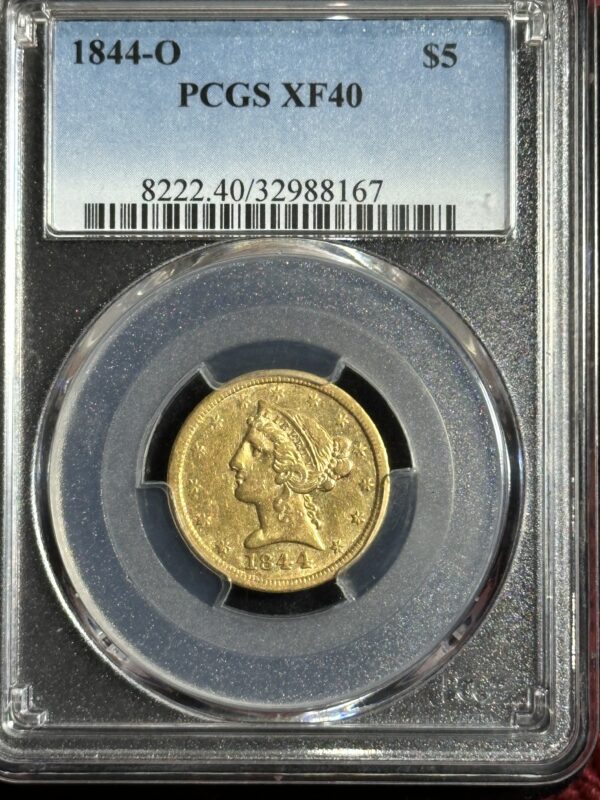 1844-O Gold Quarter Eagle, PCGS XF40.