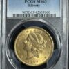 1907 $20 gold Liberty coin in a graded holder.