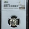 1937 Mercury Dime NGC MS66