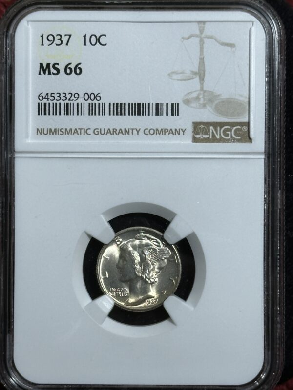 1937 Mercury Dime NGC MS66