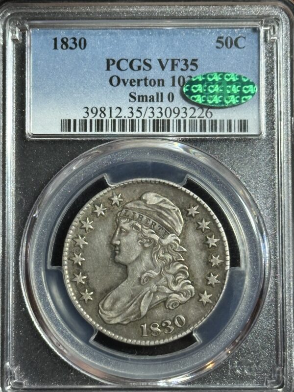 1830 Capped Bust Half Dollar PCGS VF35 CAC