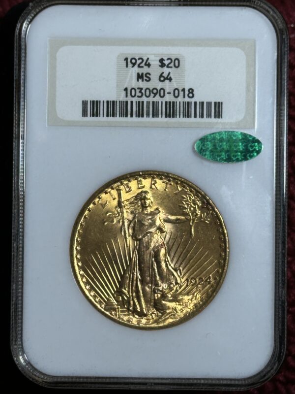 1924 St. Gaudens Double Eagle NGC MS64 CAC Old Holder